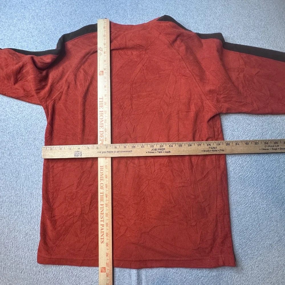 The North Face Fleece Pullover Mens M Orange ATJ1 Racing Stripe Long Sleeve Crew
